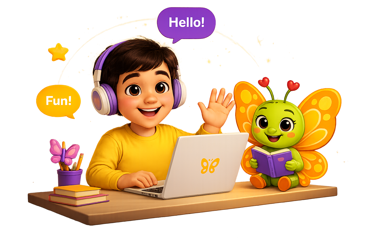 کودک در حال یادگیری آنلاین با لپ‌تاپ